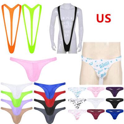 Men S Satin Silk Thong Soft Sexy Underwear Erotic Lingerie Briefs Fancy Bodysuit EBay