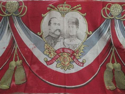 Rarest Antique English Royalty Flag 7ft Panel Fabric King Edward Vii
