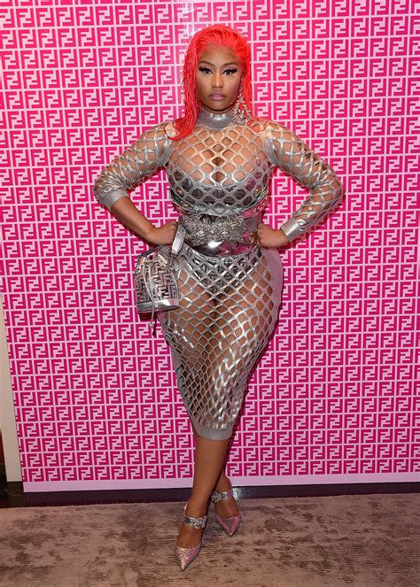 Nicki Minaj’s in Silver Dress, Pumps at Fendi Collab Party in LA ...