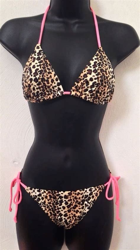 Costume Triangolo Denny Rose Donna Rosa Leopardato Woman Swimsuit Bikini Leopard Artofit