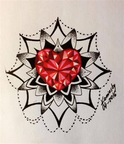 Diamond Heart Tattoo Drawing Np