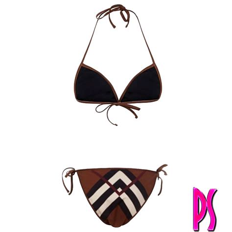 Burberry Designer Chevron Check Bikini Pink Sugar Fashion