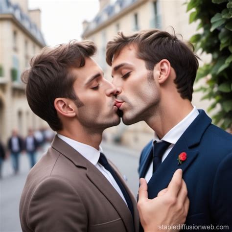 Gay Couple French Kissing Stable Diffusion Online