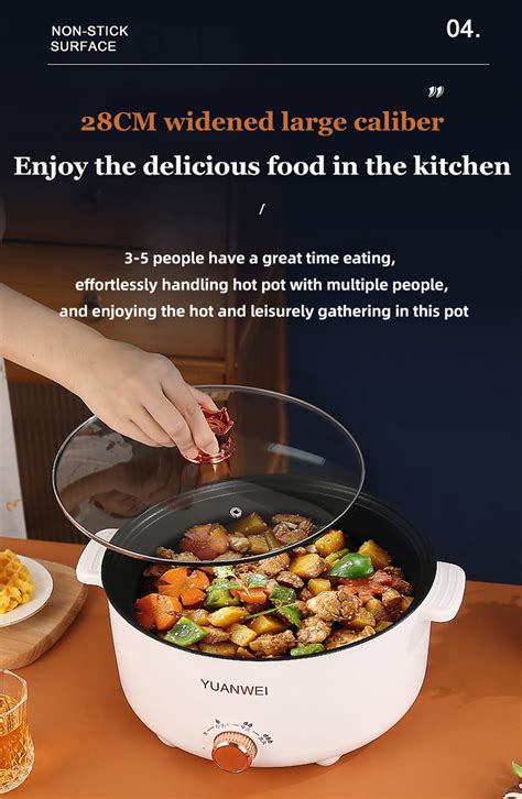 5L Multi Electric Cooker Big Capacity Electric Cooking Pot 28CM Non Stick Pan Hot Pot Rice