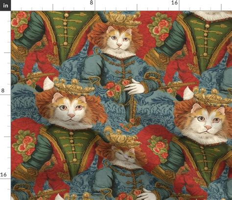 Louis Wain Inspired King Cat Fabric Spoonflower