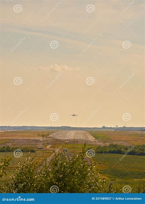 The Plane Took Off and Gained Altitude. Stock Image - Image of airplane