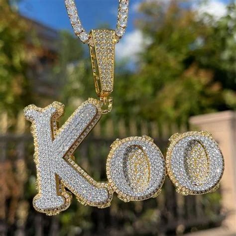 Lenus Ct Two Tone Custom Name Letter Solid Base Iced Out Chain