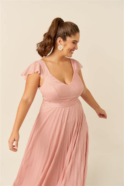 Vestido De Festa Vestido De Festa Plus Size Rosa Nude Longo Karen Ladydress