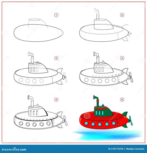 Page Shows How To Learn To Draw Step by Step Toy Submarine. Developing ...