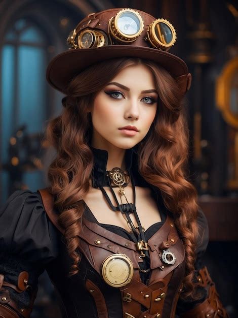 Premium Ai Image Beautiful Cute Steampunk Girl