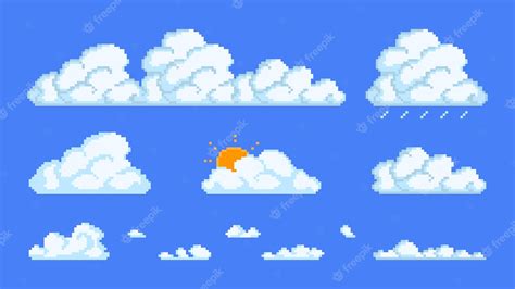 Premium Vector Pixel Cloud Varieties