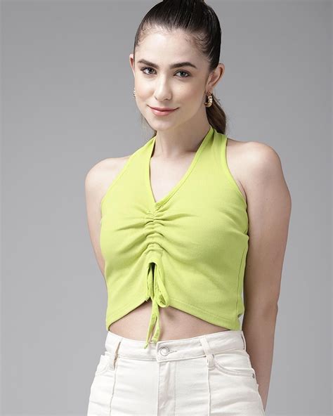 Buy Womens Green Slim Fit Crop Top For Women Green Online At Bewakoof