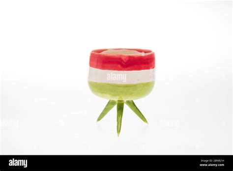 colorful handmade ceramic cactus pots on white background isolated Stock Photo - Alamy