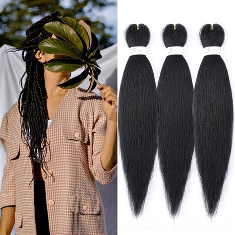 Pre Stretched Braiding Hair Yaki Inch Synthetic Easy To Braid Hair Hot Water Setting Itch Free