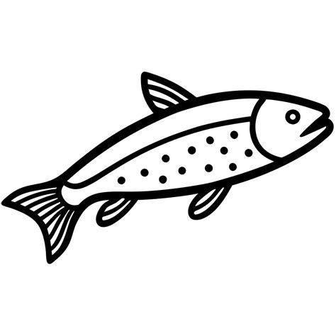 Simple line art trout drawing ideal for fishing and nature themes