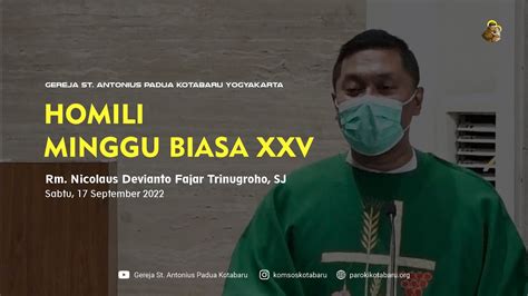 Homili Minggu Biasa Xxv Tahun C Rm Fajar Sj Sabtu September