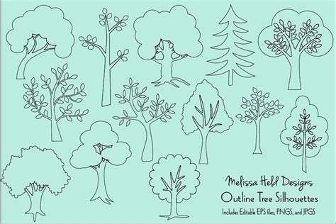 outline trees clipart