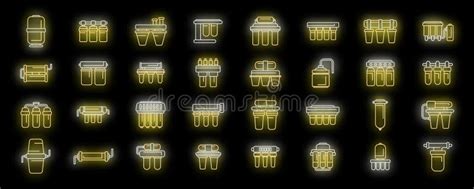 Reverse Osmosis System Icons Set Vector Neon Stock Illustration