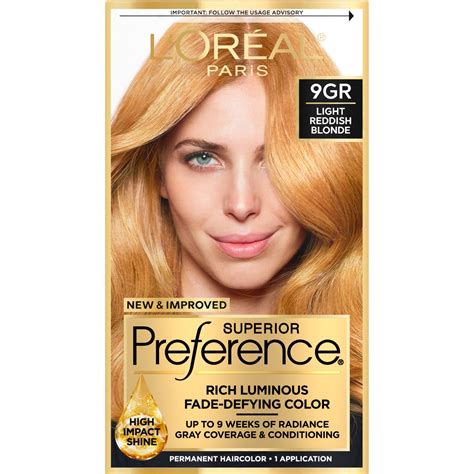 L Oreal Paris Superior Preference Permanent Hair Color 9GR Light Golden Reddish Blonde Unisex