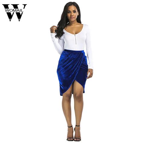 Womail Side Split Sexy Skirts Womens Soft Bow Wrap Velvet Skirt Women Autumn Winter High Waist