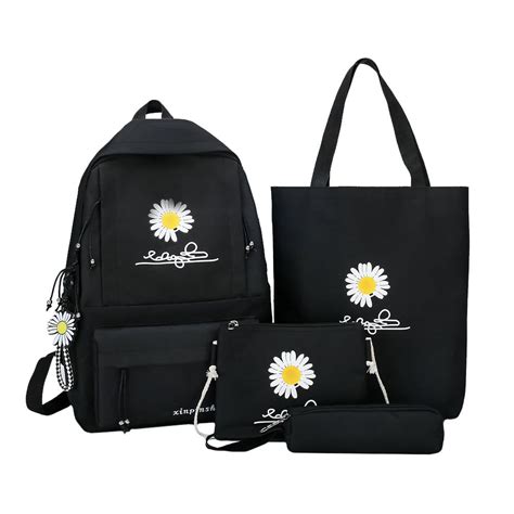 Купить 4Pcs/set Women School Backpacks Schoolbag Daisy Canvas for ...