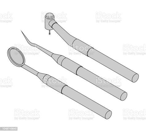 Tandheelkundige Instrumenten Ingesteld Spiegel Boor En Sonde Geïsoleerd