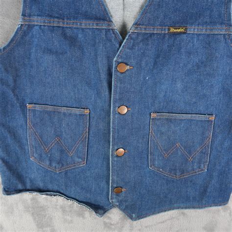 Vintage S Wrangler Men S Oz Denim Vest No Fault D Gem