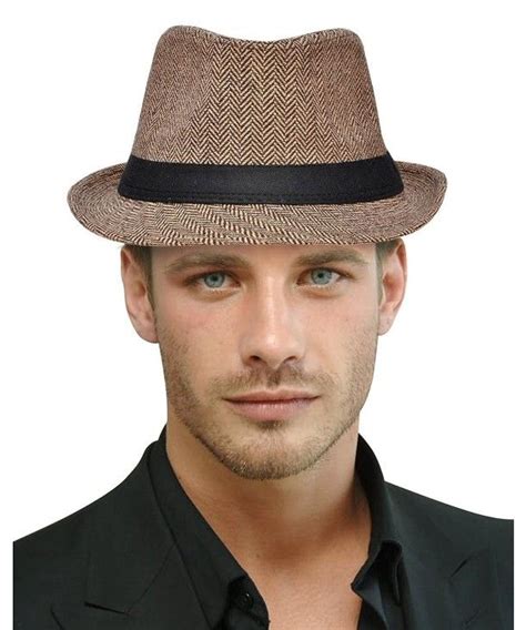 Unisex Classic Trilby Short Brim Manhattan Fedora Hat Panama Hat Brown