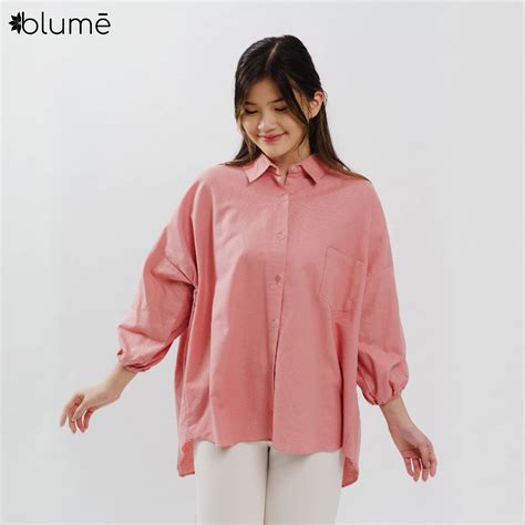 Jual Blume Peony Blouse Kemeja Oversize Basic Outer Atasan