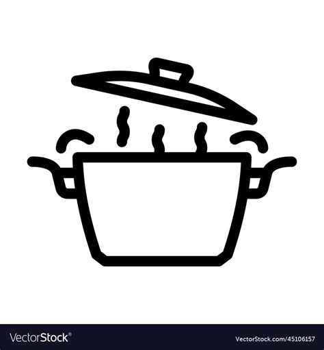 Hot Pot Cooking Line Icon Royalty Free Vector Image