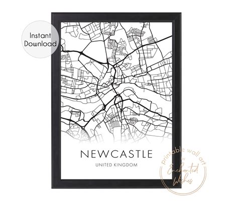 Large Newcastle City Map Print - Wall Art Printable Prints