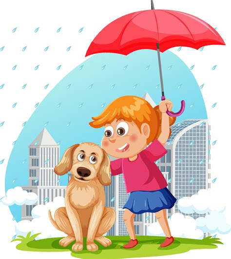 Rainy season with cartoon character 11279384 Vector Art at Vecteezy