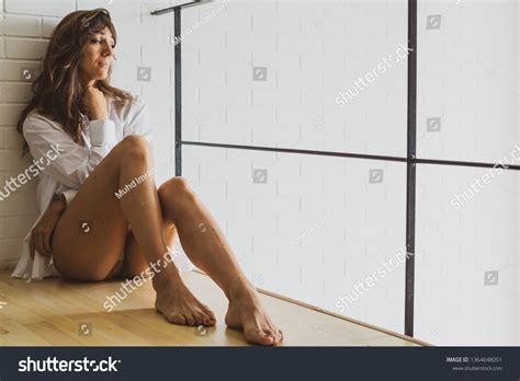 Sad Caucasian Lady Semi Nude White Stock Photo Shutterstock