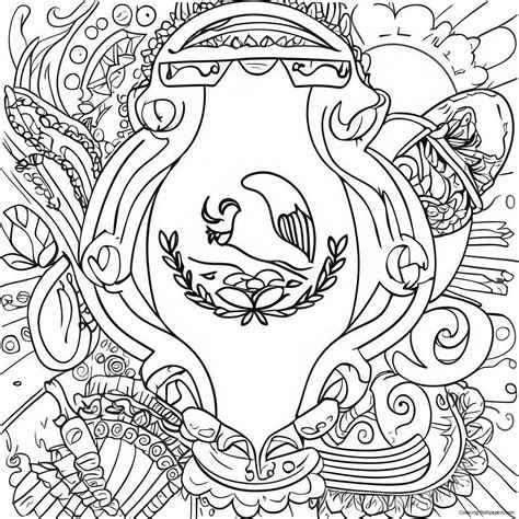 Colorful Mexican Flag With Symbols Coloring Page 14481 11411