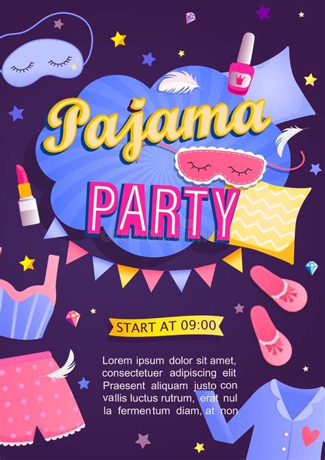 Pajama Party`s Invitation Card Stock Vector Illustration Of Clothes