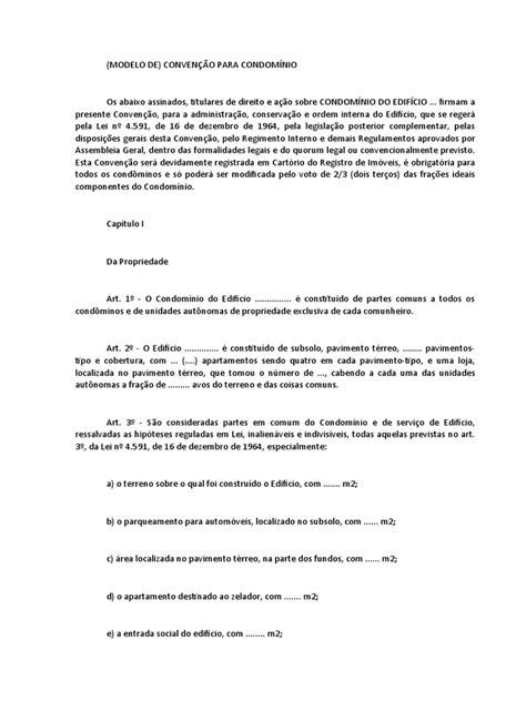 O Que É Convenção De Condomínio - Modelo de Convenção de Condomínio | PDF | Condomínio | Justiça