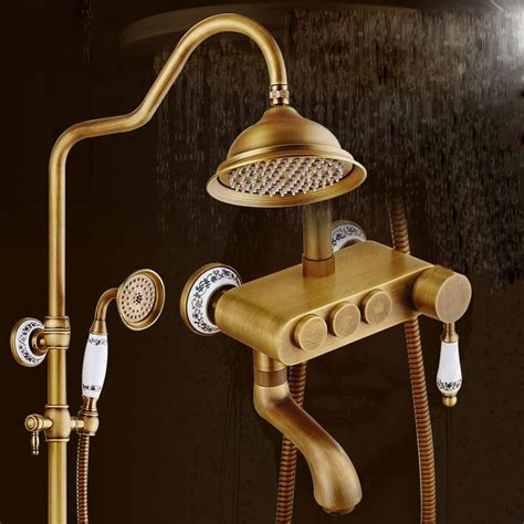 High End Euro Style 8 Rain Shower Faucet Complete Set In Wall Antique