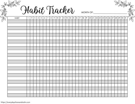 Free Printable Habit Trackers Pdf