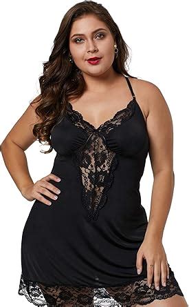 Xakalaka Women Plus Size Babydoll Lingerie Back Crisscross Lace Trim Chemise Sleepwear At Amazon