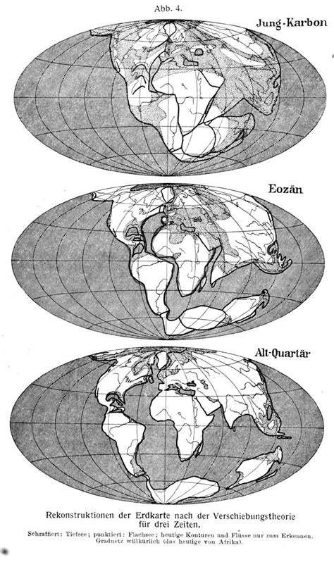 Reconstruction Of The Map Of The World According To Drift Theory For Three Epochs From The