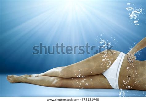 Slim Sexy Woman Bikini Water Splash Stock Photo Shutterstock