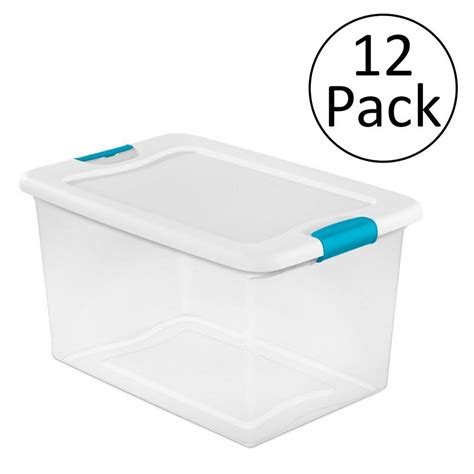 Sterilite 64 Qt Latching Plastic Storage Box Clear With Blue Latches