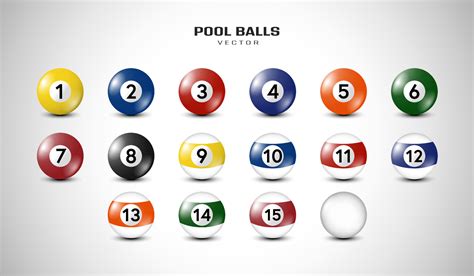 Billiard Pool Balls With Numbers Collection Realistic Glossy Snooker