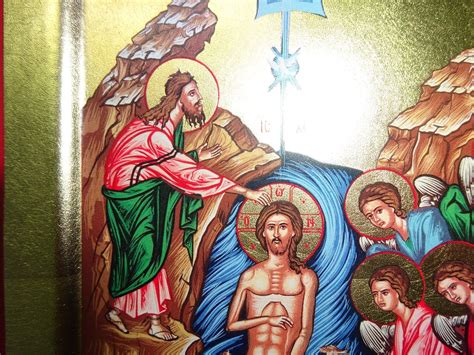 Taufe Jesus Christus Am Jordan Ikone Icon Ikonen Engel Baptism Icoon