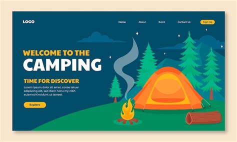 Free Vector Flat Landing Page Template For Camping