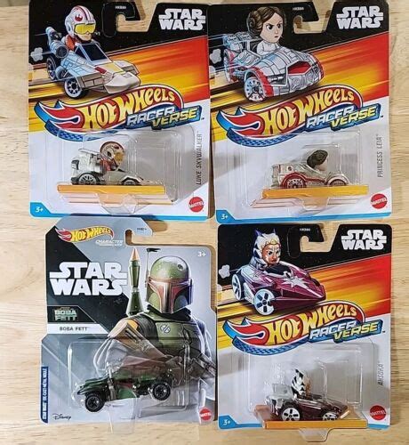 Hot Wheels Star Wars RACER VERSE Set 3 Asoka Leia Luke Skywalker Boba