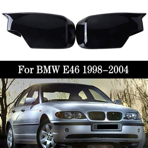 Gloss Black M Style Side Mirror Covers Caps For BMW E46 325i 330i Sedan