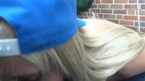 German Blonde In Tight Jeans Sucking Cock