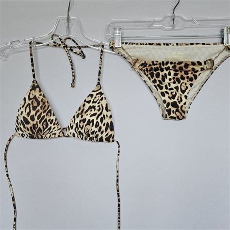 Victoria S Secret Swim Victorias Secret Leopard Cheetah Print Triangle Bikini Both Pieces Sz