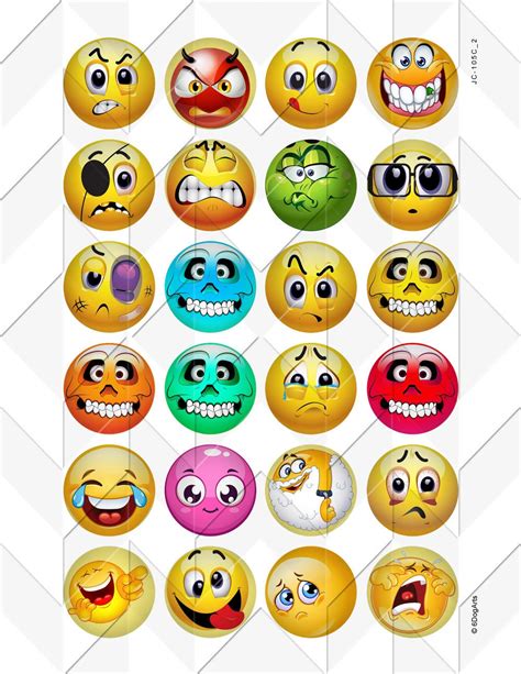 Smileys Emoji Digital Collage Sheets Printable Downloads for - Etsy